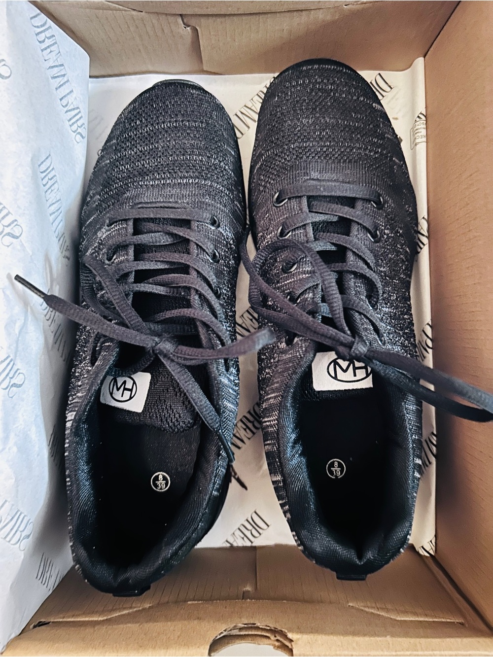 Women’s Knit Lace-Up Athletic Sneakers - Black